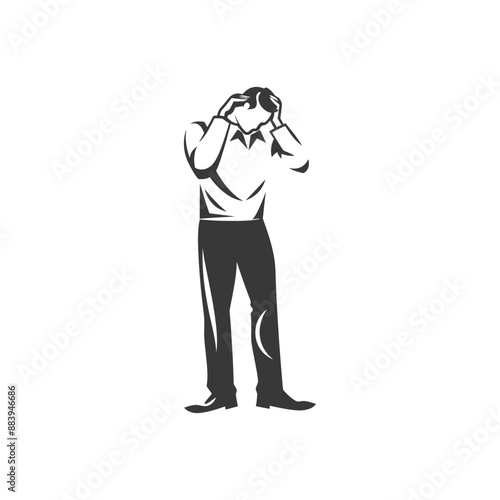 Man in Distress Grabs Head in Frustration