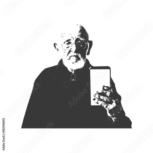Elderly man holding a smartphone