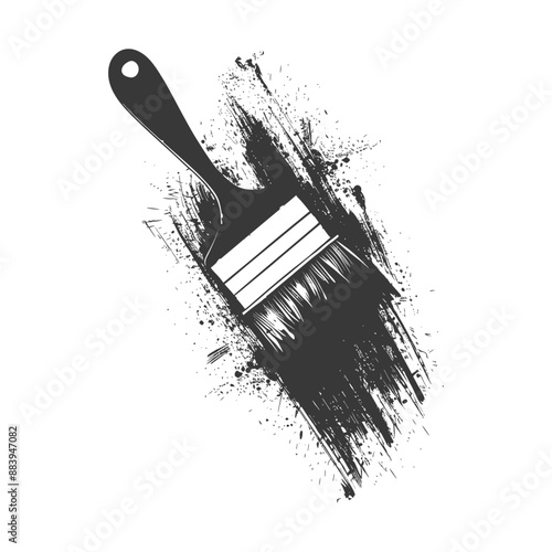 Black paintbrush with a thick black splash