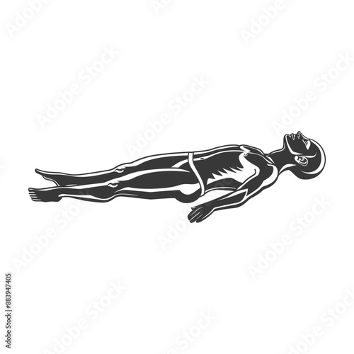 Illustration of a Human Body Floating in Water