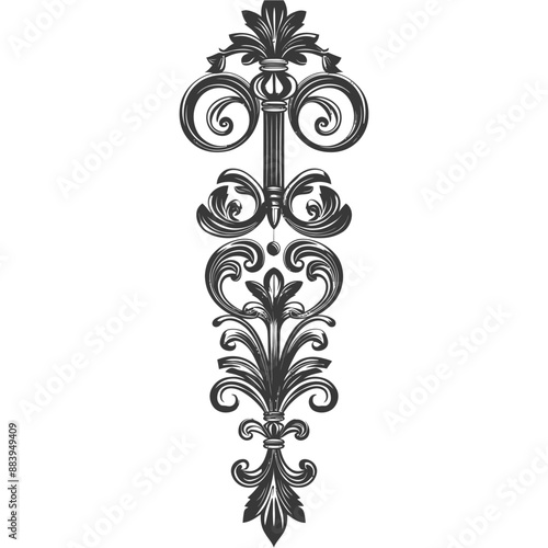 Elegant Baroque-Style Ornamental Panel, Vertical Design Element