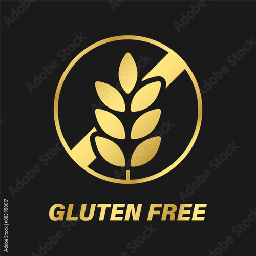 Gluten free label or gluten free stamp vector isolated in flat style. Gluten free label vector for product packaging design element. Simple gluten free stamp for packaging design element