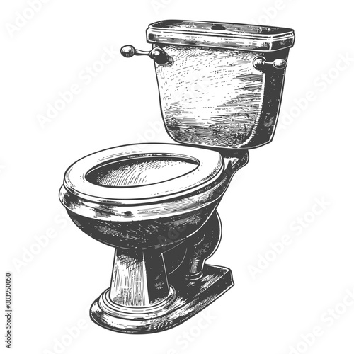 Detailed Ink Sketch of a Vintage Toilet