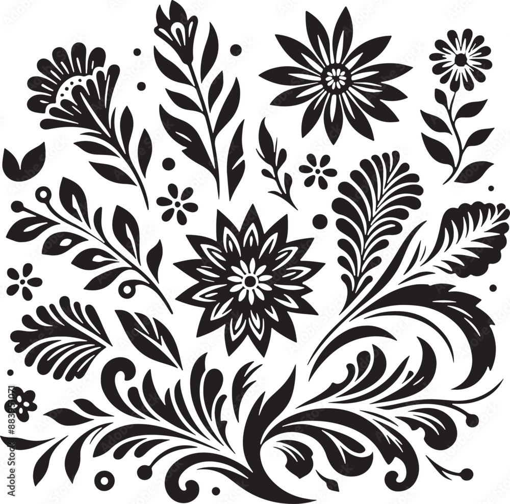 Flower Decoration Elements Silhouette Vector Design Flower Decoration Elements Silhouette Vector Design