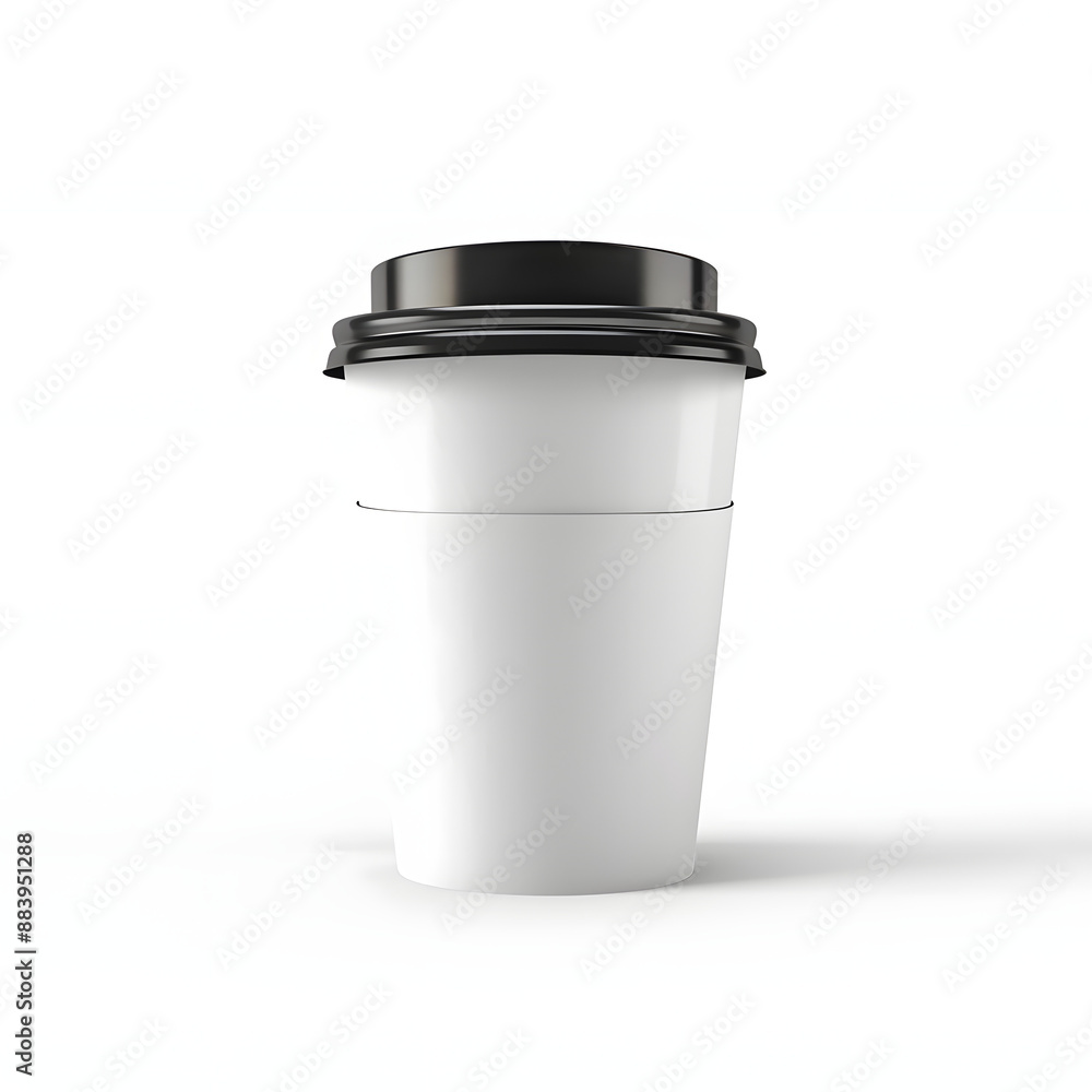White paper coffee cup medium size with black lid isolated on white background. Front perspective view. Packaging template mockup collection.
White paper coffee cup medium size with black lid isolated on white background. Front perspective view. Packaging template mockup collection.