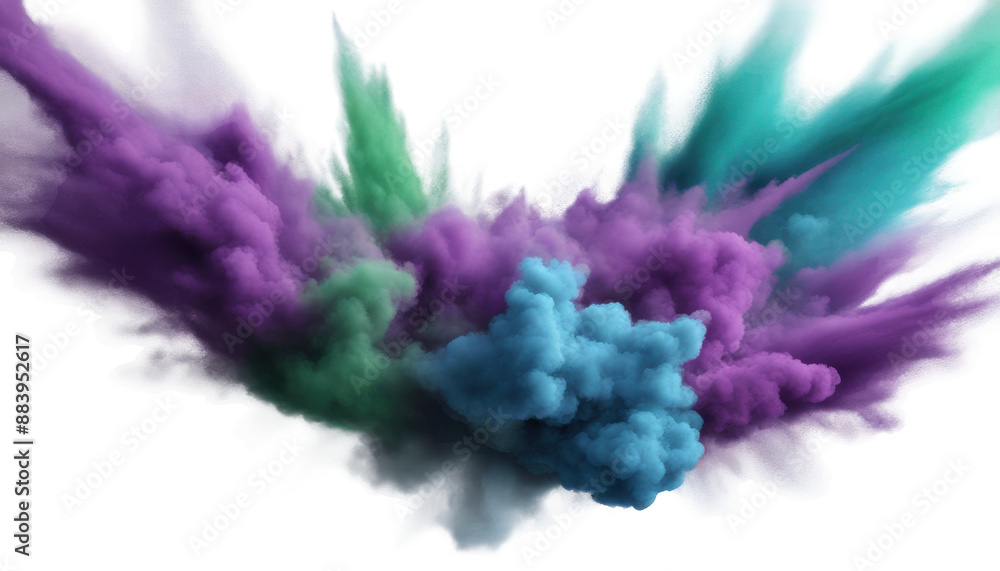 Fototapeta premium Vibrant explosion of colored powder creating a mesmerizing isolate on transparent background, cutout, png