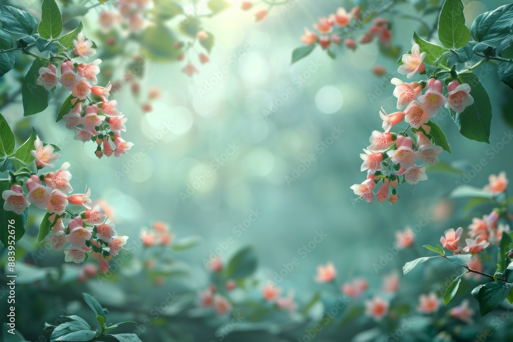 Enchanting Forest Path with Cherry Blossom Flowers Enchanting Forest Path with Cherry Blossom Flowers