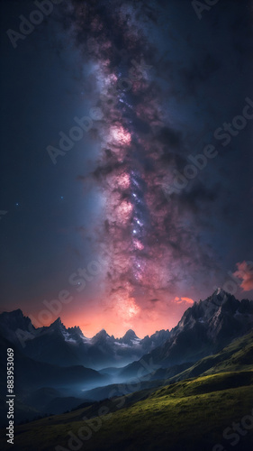 Mountain against milky way at night 