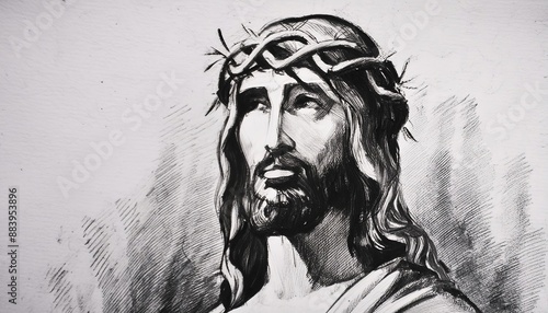 Portrait of Christ - Depiction of Jesus Christ - Peaceful and Calming Image - Savior of Humanity and Mankind - Image of Christianity - The Shepherd from Jerusalem - Artwork  photo