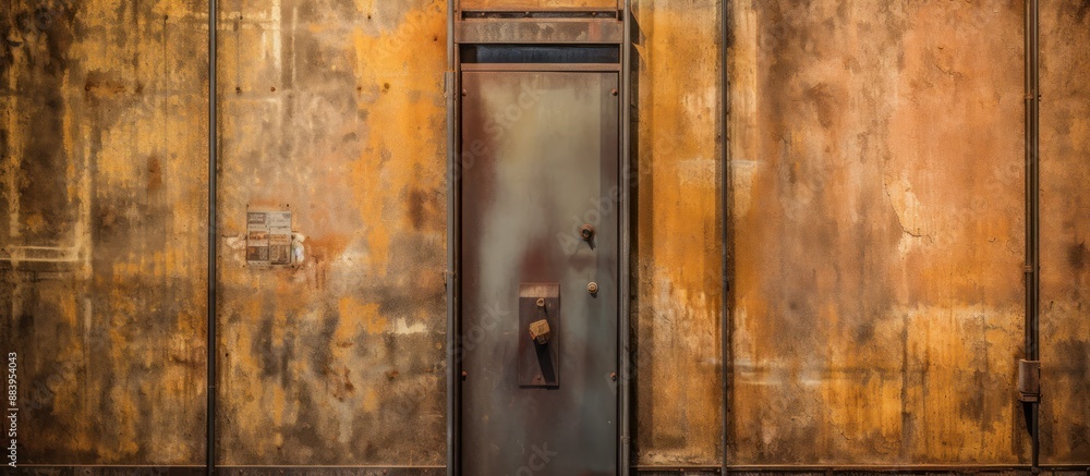 Rusty Metal Door on Weathered Wall Rusty Metal Door on Weathered Wall