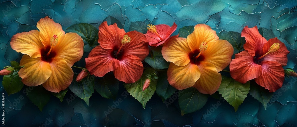 Flower Arrangement in Vase, Tropical Hawaiian Lei Garland Flower Arrangement in Vase, Tropical Hawaiian Lei Garland