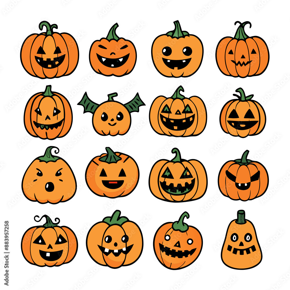 Pumpkin character set halloween Pumpkin character set halloween