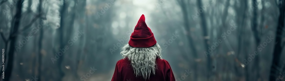 A person in a red hood and cloak stands in a misty forest, creating a mysterious and enchanting atmosphere. A person in a red hood and cloak stands in a misty forest, creating a mysterious and enchanting atmosphere.