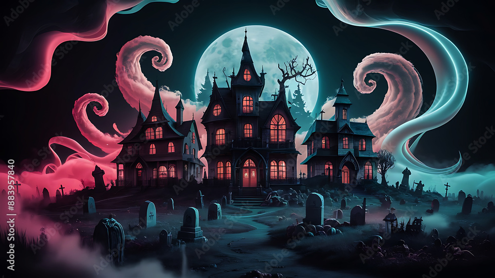 Hologram-style Halloween elements pumpkin background and wallpaper Hologram-style Halloween elements pumpkin background and wallpaper