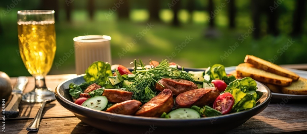 Summertime Salad with Grilled Sausage and Bread Summertime Salad with Grilled Sausage and Bread