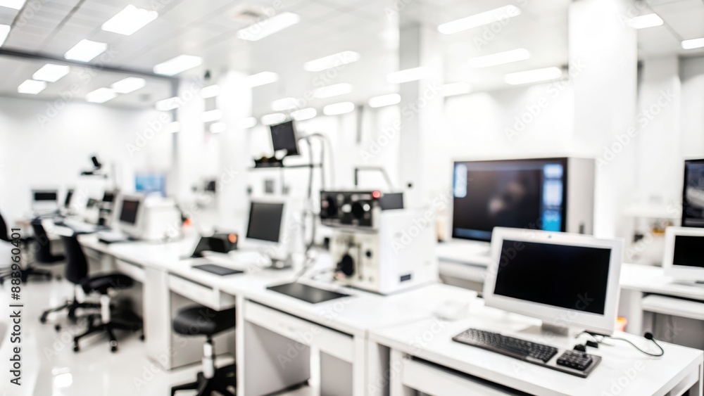 Tech Lab Blur - A blurred background of a technology laboratory with equipment and monitors.
Tech Lab Blur - A blurred background of a technology laboratory with equipment and monitors.