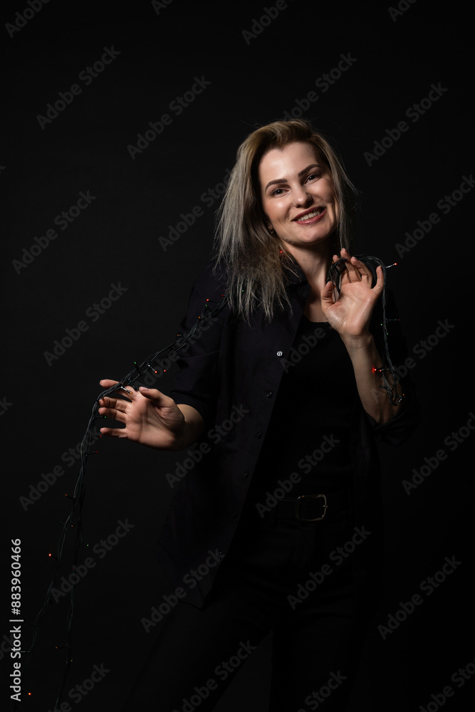 party woman on black background party woman on black background