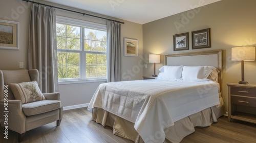 Comfortable and spacious bedroom in a modern nursing home facility.