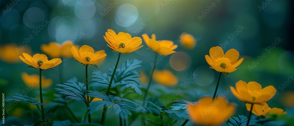 Vibrant Yellow Daffodils in a Forest Clearing Vibrant Yellow Daffodils in a Forest Clearing