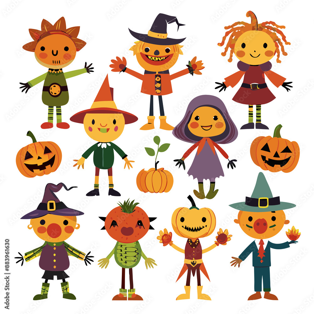 Obraz premium Halloween character costume Various ghosts are a set