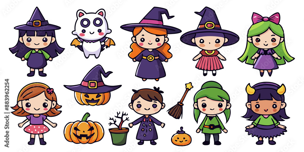 Obraz premium Halloween character costume Various ghosts are a set