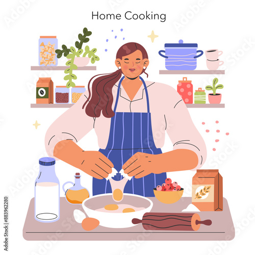 Housewife. Flat Vector Illustration