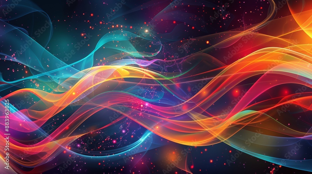 Obraz premium Colorful abstract wave patterns with glowing effects