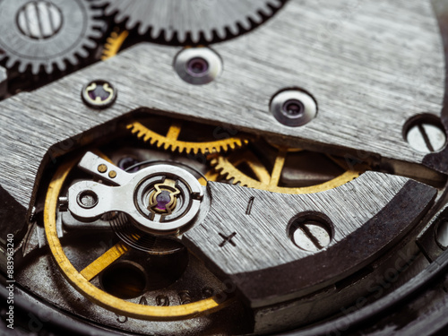 Wallpaper Mural Clockwork old mechanical pocket watch. Macro shot. Torontodigital.ca