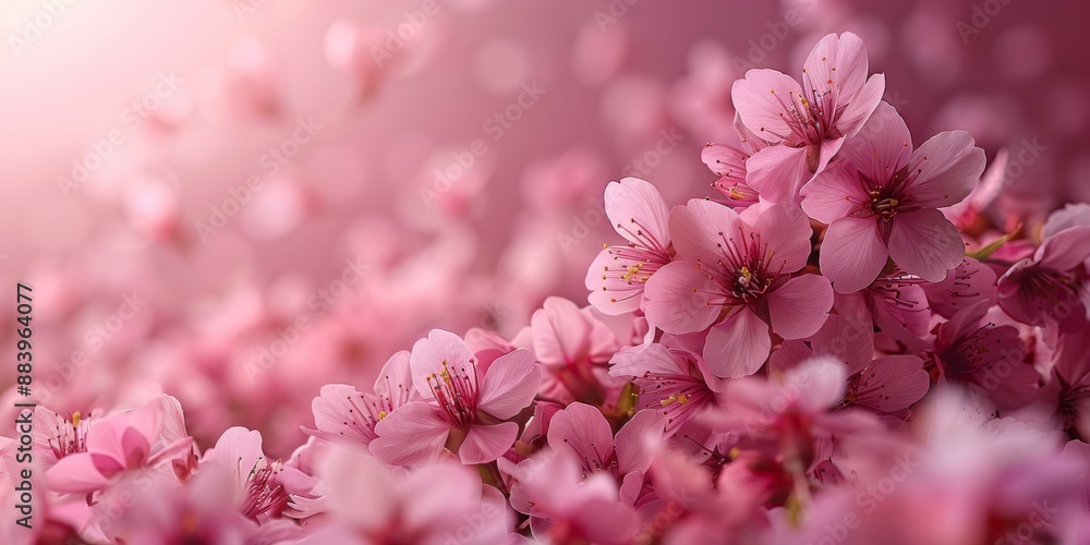 Pink Cherry Blossoms, Springtime Flower Bloom Pink Cherry Blossoms, Springtime Flower Bloom