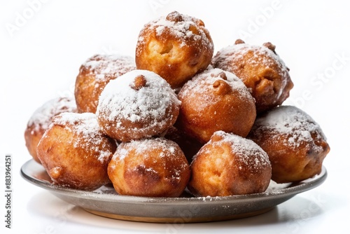Oliebollen on white isolated on clear png background and transparent background. Bakery and pastry concept for cafe and restaurent, AI generative..
