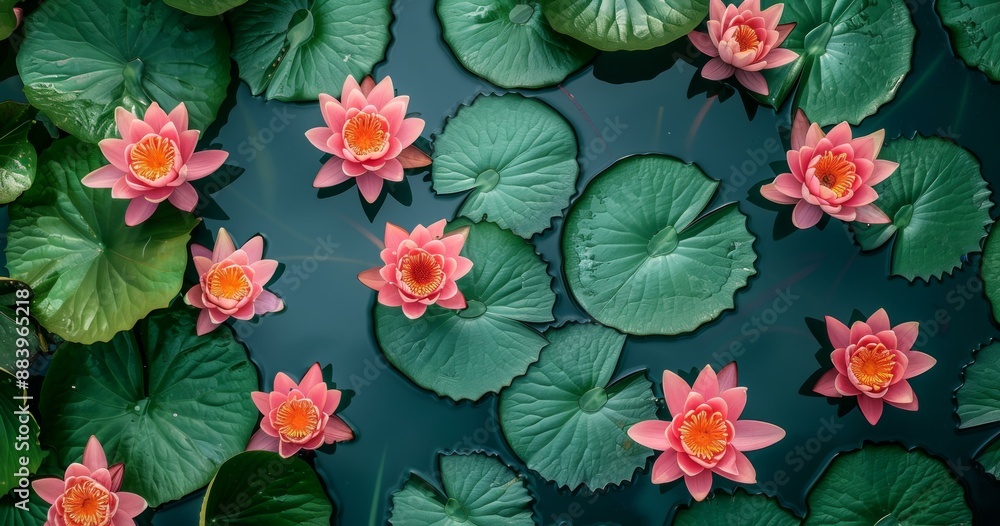 A Serene Pond of Lotus Flowers A Serene Pond of Lotus Flowers