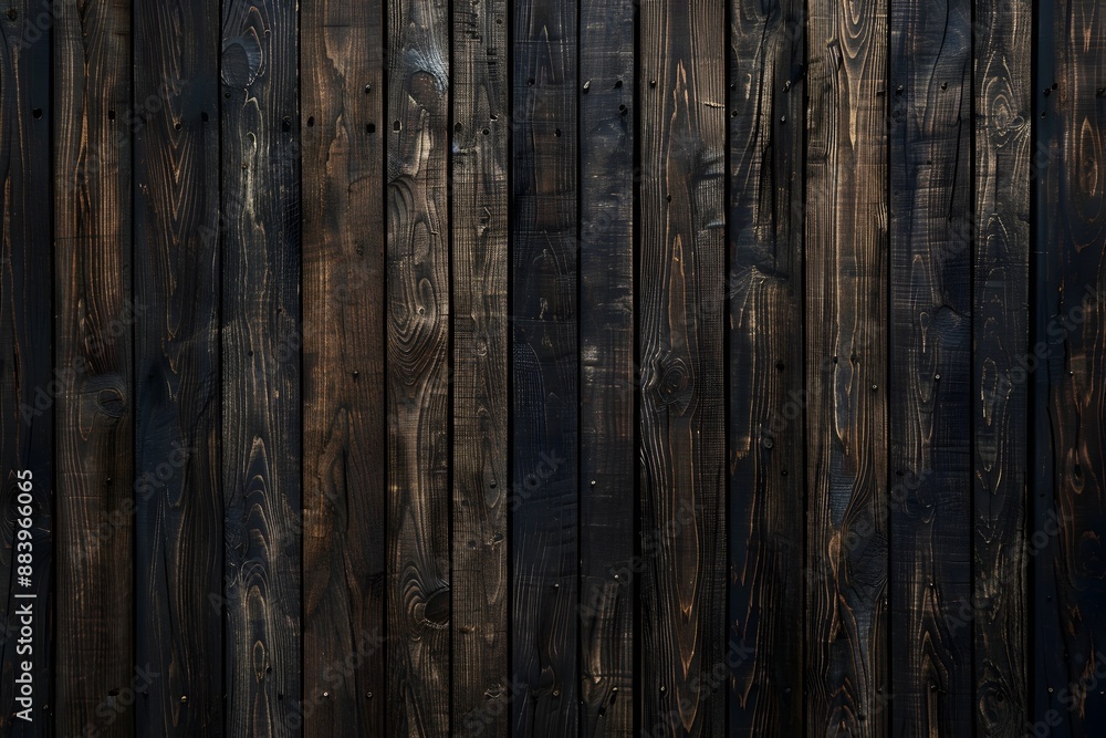 Fototapeta premium dark brown wood wall background, wooden strips, dark, cinematic