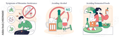 Low Histamine Diet. Flat Vector Illustration