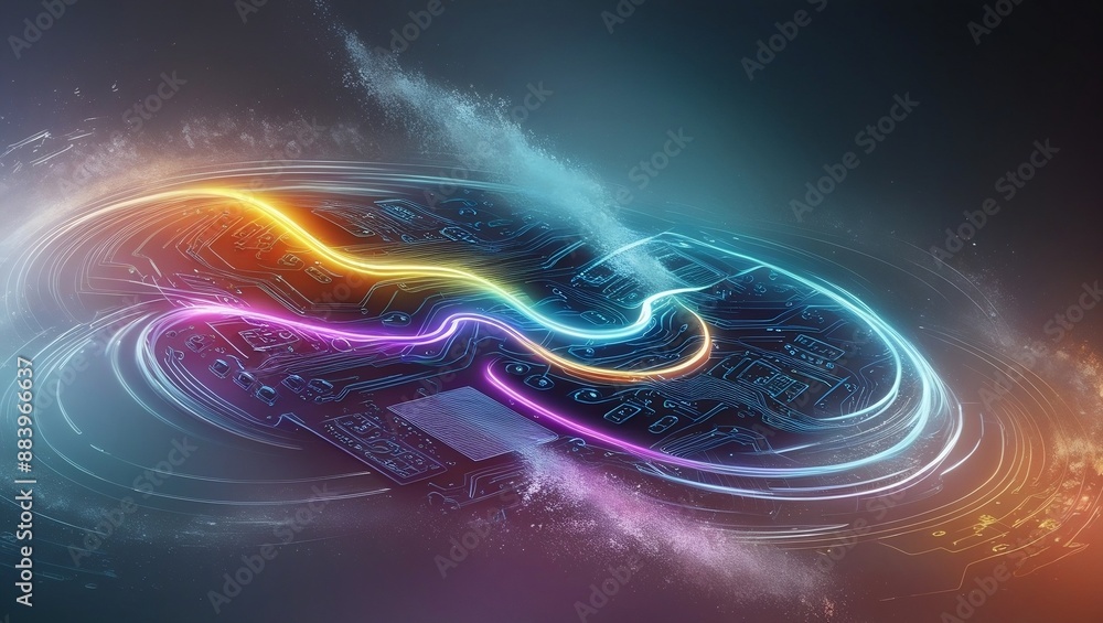 Obraz premium Vibrant digital abstract technology background 