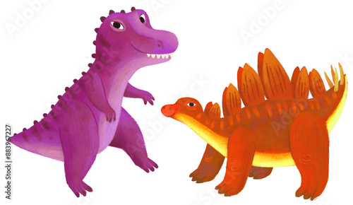 cartoon happy and funny colorful prehistoric dinosaur dino stegosaurus isolated illustration for children photo