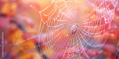 Delicate Spiderweb with Morning Dew