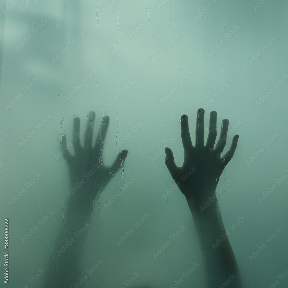 Silhouettes of Hands Reaching Through Foggy Glass Silhouettes of Hands Reaching Through Foggy Glass