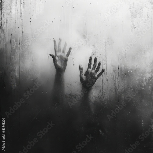 Ghostly Hands Reaching Through Fogged Glass