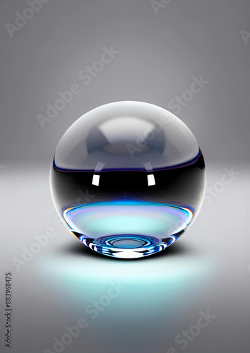 transparent smooth glass ball on a light background, by wombo dream AI	 photo