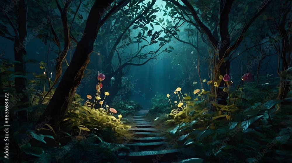 Mystic Moonlit Glade: Magical Shadows background Mystic Moonlit Glade: Magical Shadows background