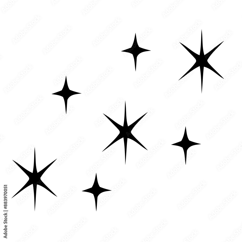 Black stars of various sizes against a white background Black stars of various sizes against a white background