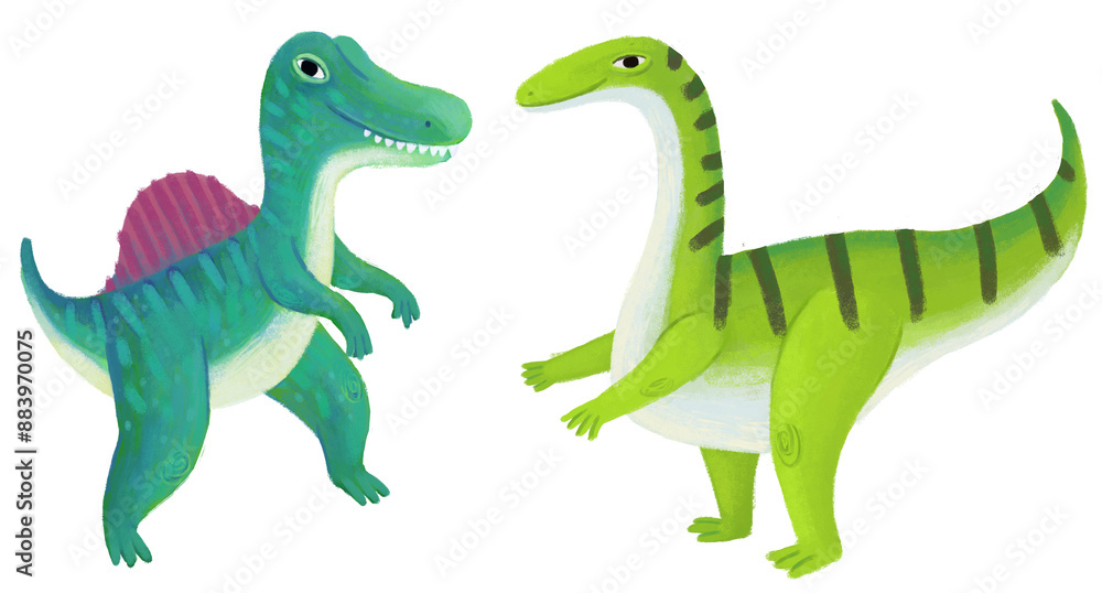 Obraz premium cartoon happy and funny colorful prehistoric dinosaur dino plateosaurus isolated illustration for children
