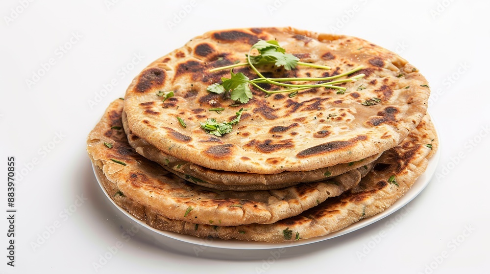 Aloo Paratha or Gobi Paratha on White Background Aloo Paratha or Gobi Paratha on White Background