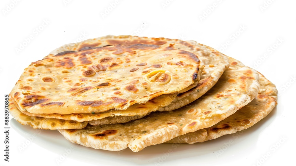 Aloo Paratha or Gobi Paratha on White Background Aloo Paratha or Gobi Paratha on White Background