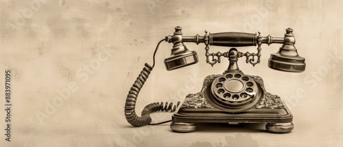 Vintage rotary phone on a textured background.