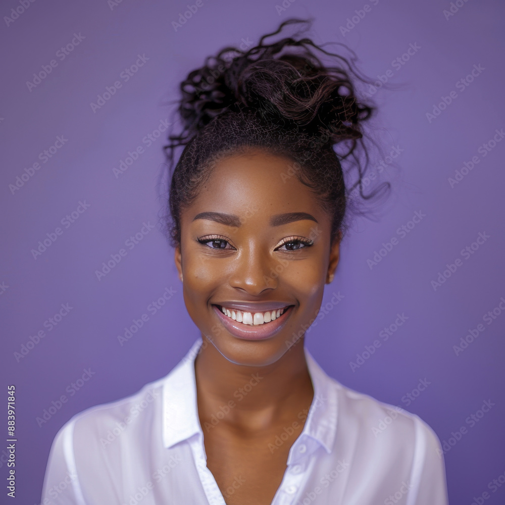 A Professional American Black Businesswoman Against Purple Color Background A Professional American Black Businesswoman Against Purple Color Background