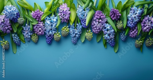 Vibrant Blue and Purple Flowers Adorning Wall