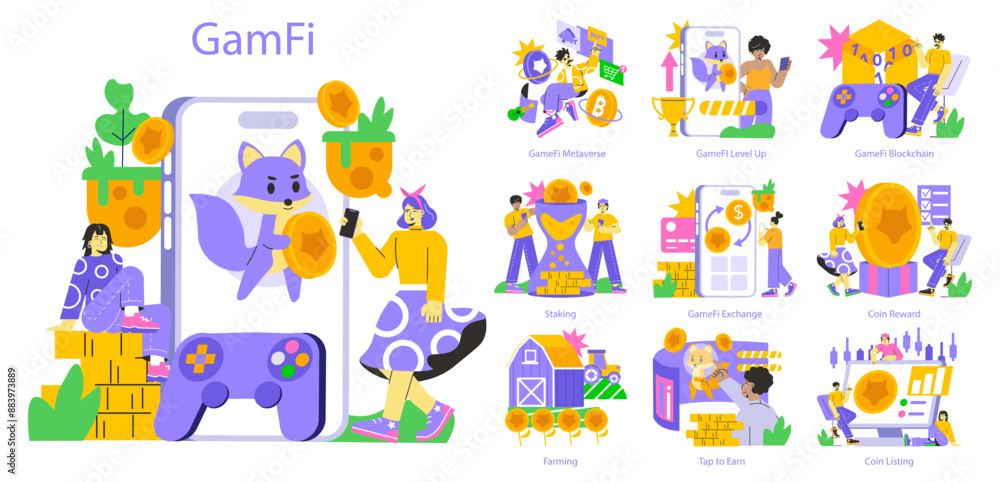 GameFi. Flat Vector Illustration GameFi. Flat Vector Illustration