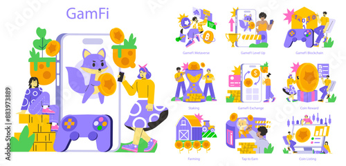 GameFi. Flat Vector Illustration