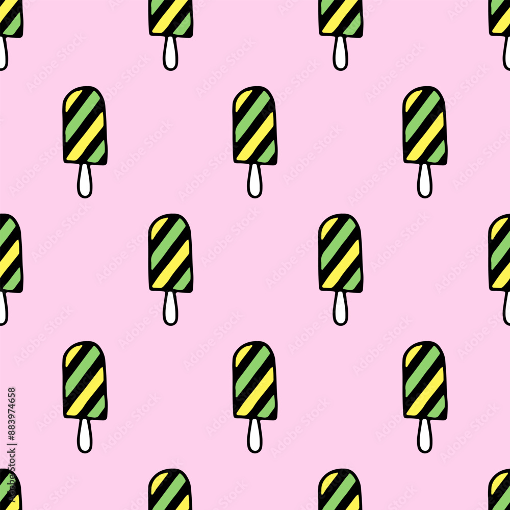 Cute seamless pattern with hand drawn ice cream. Summer doodle style print background Cute seamless pattern with hand drawn ice cream. Summer doodle style print background